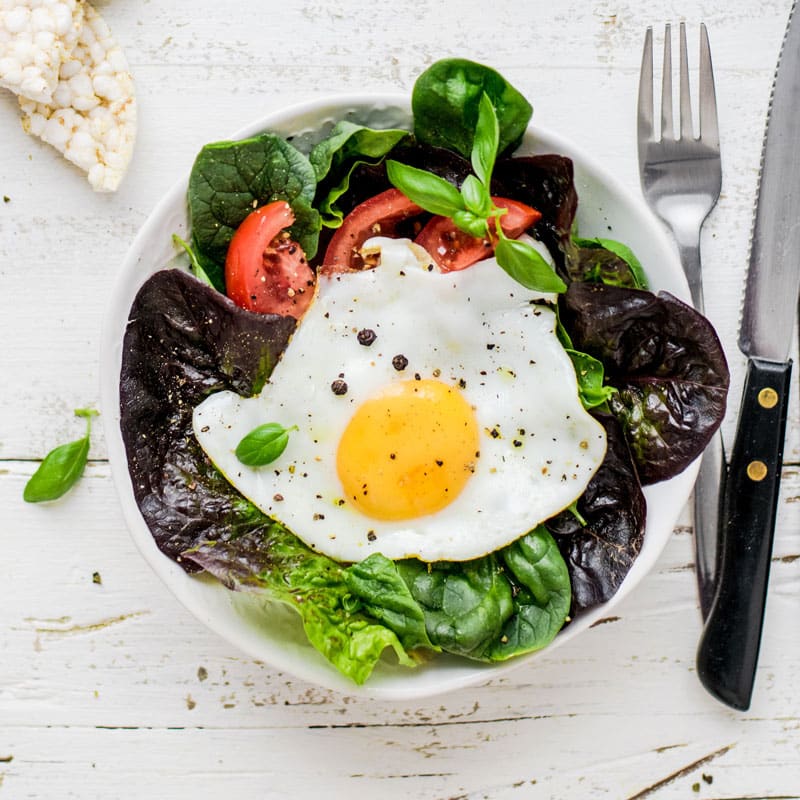 Egg and greens on a plate, low fodmap customized meal plan