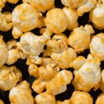 Carmel-coated popcorn pieces