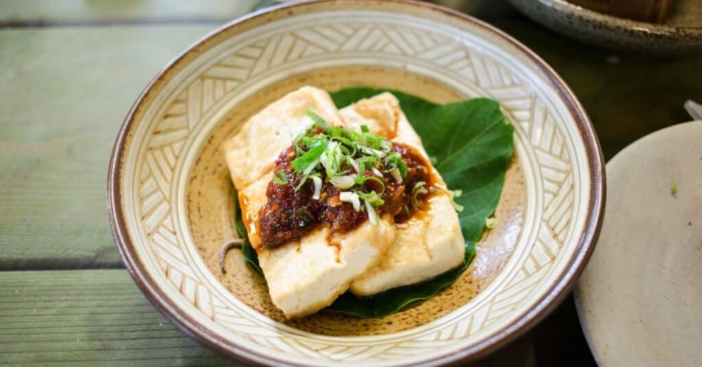 Soy tofu dinner in a bowl, Menopause solutions