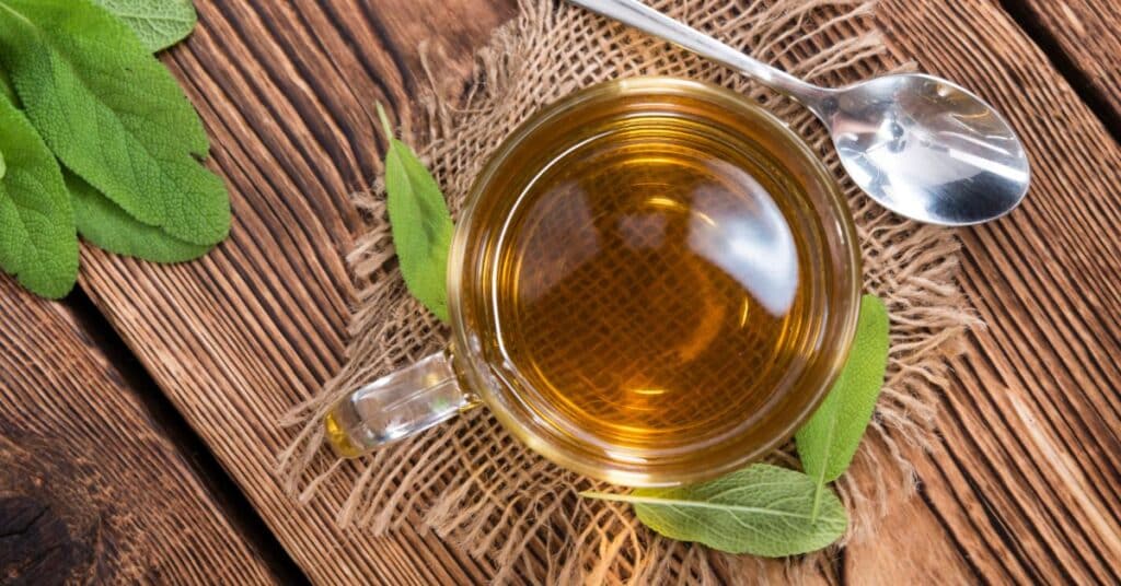 Tea made with sage leaves, tea for hot flashes